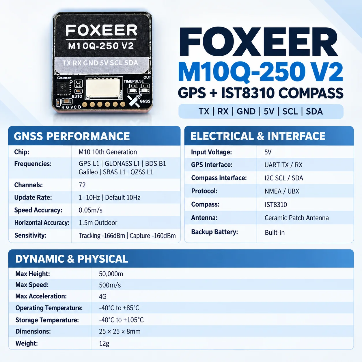 FOXEER M10Q-250 V2 GPS 모듈, IST - Drone Compass 리뷰 및 가격